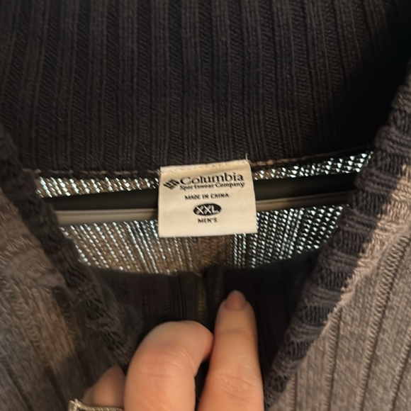 Columbia Gray XXL Ribbed Sweater Half Zip Pull Over GUC 100% Cotton - Picture 5 of 7
